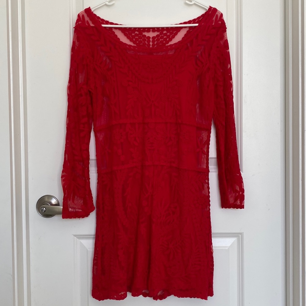 Express Red Lace Dress